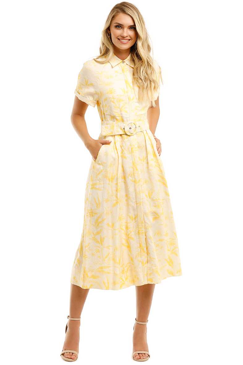 Rousseau SS Midi Dress in Yellow by Rebecca Vallance for Rent | GlamCorner