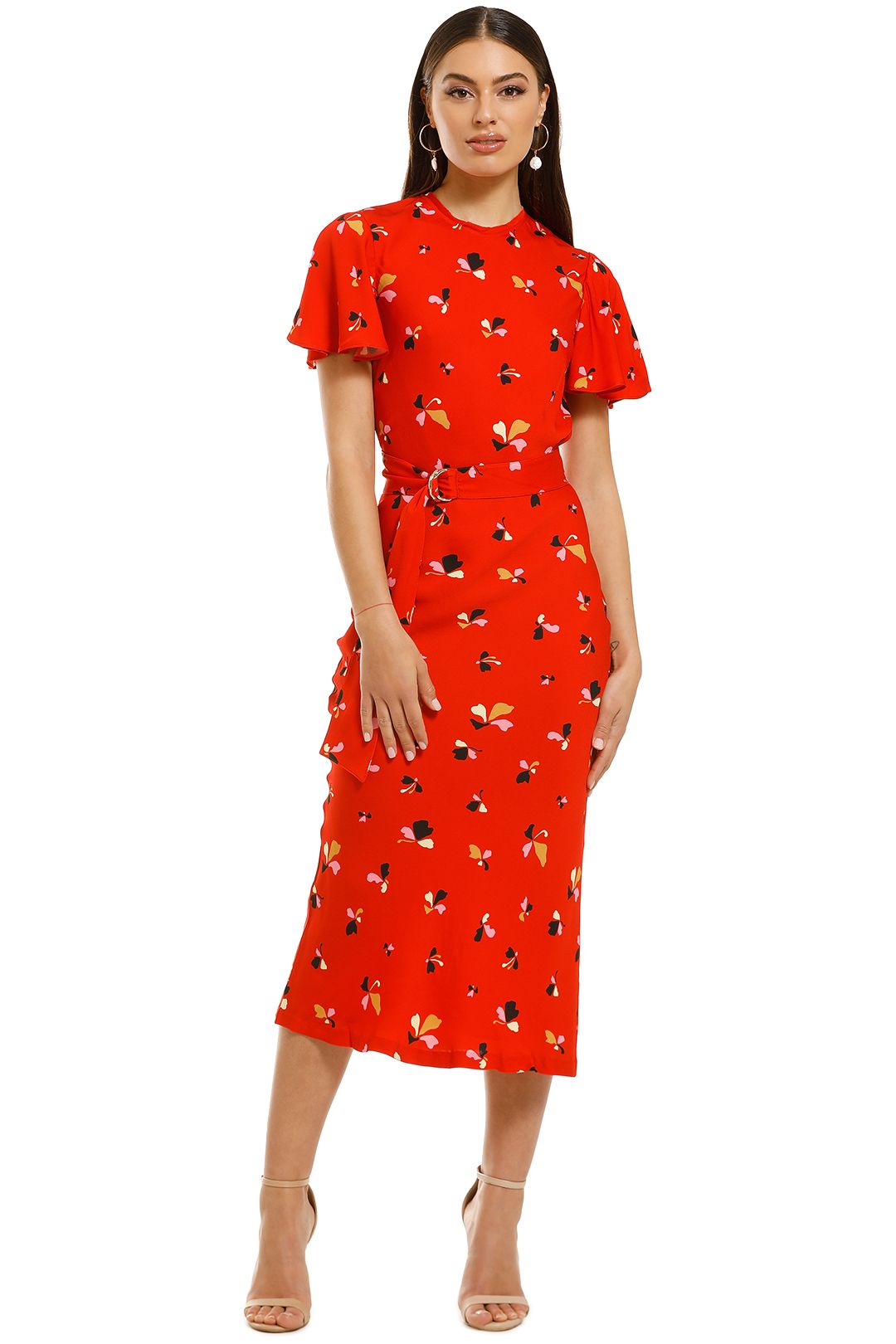 Ruby SS Midi Dress - Red Print by Rebecca Vallance for Hire