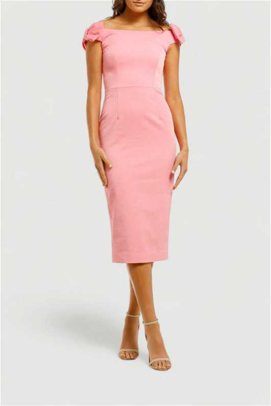Winslow Midi Dress in Pink by Rebecca Vallance for Rent | GlamCorner