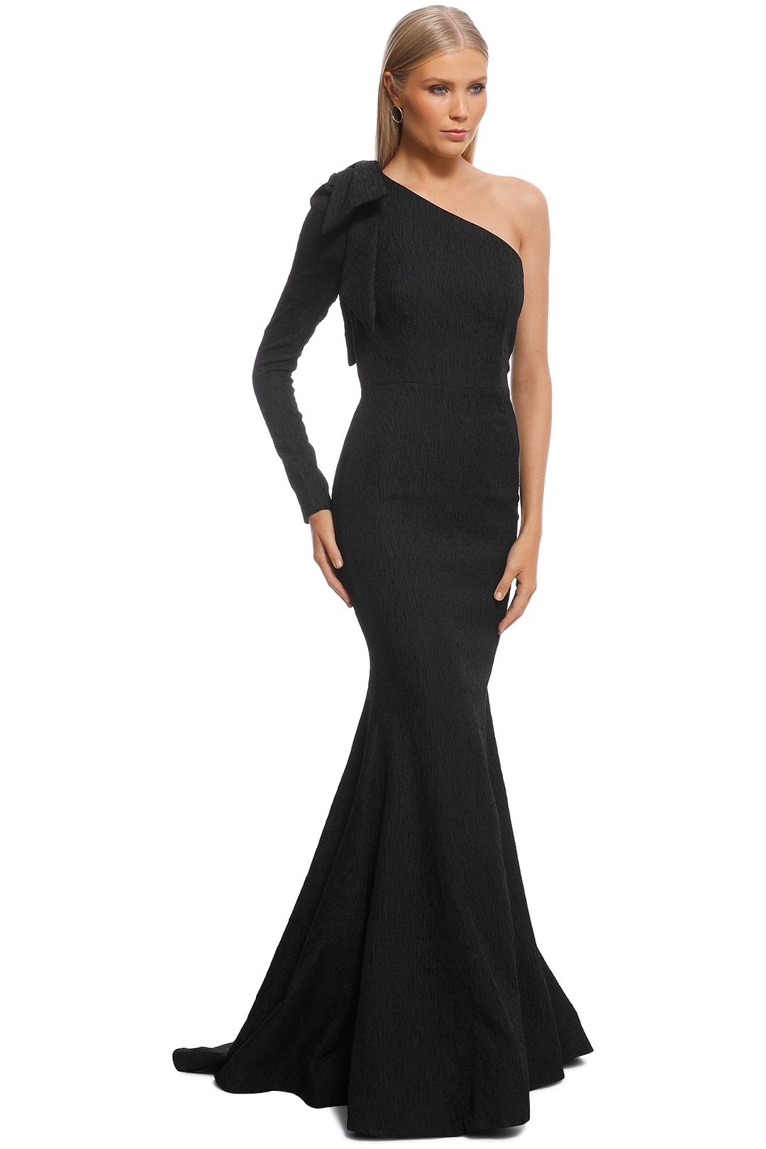 Harlow Bow Gown in Black by Rebecca Vallance for Hire GlamCorner