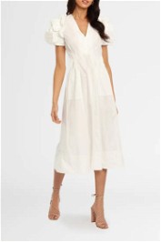 Bianco Frill Midi Dress Rebecca Vallance white