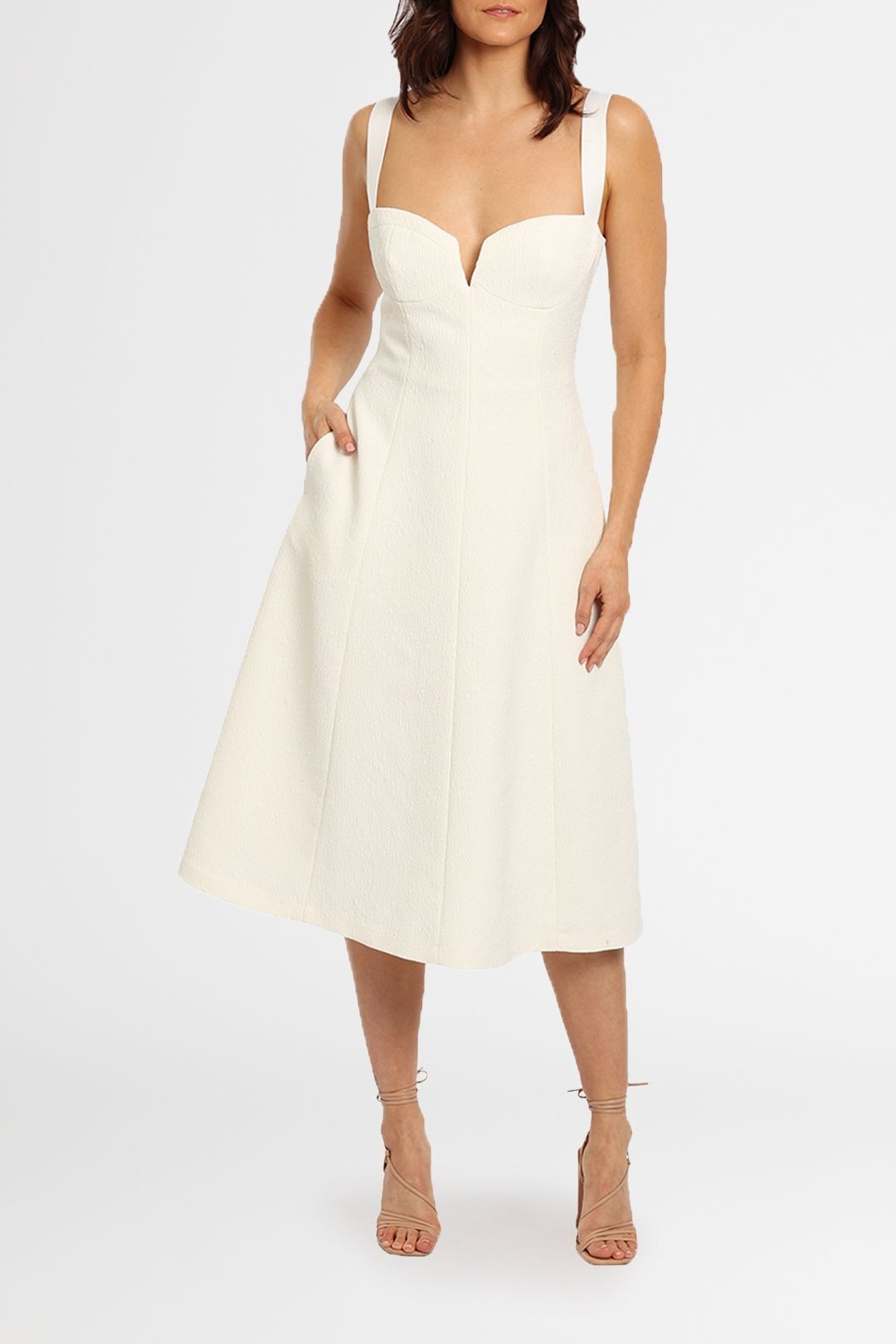 Rebecca Vallance Calla Midi White Sweetheart Neckline
