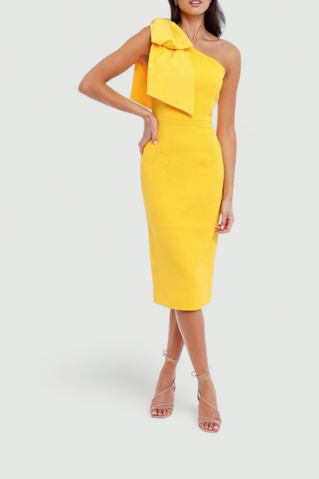 Rebecca Vallance Calla One Shoulder Midi Yellow