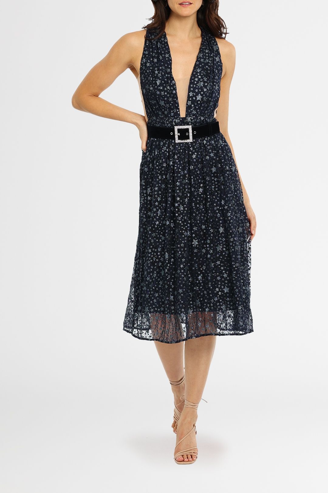 Glamorous plunge front midi dress hot sale