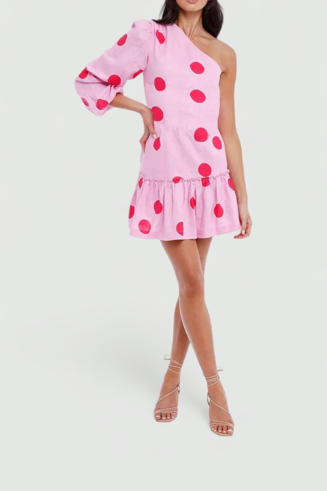 Nicholas polka dot ruffle mini dress top