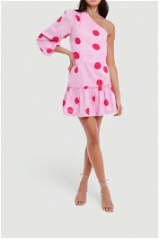 Rebecca Vallance Dalia Mini Dress Pink Polka Dot balloon