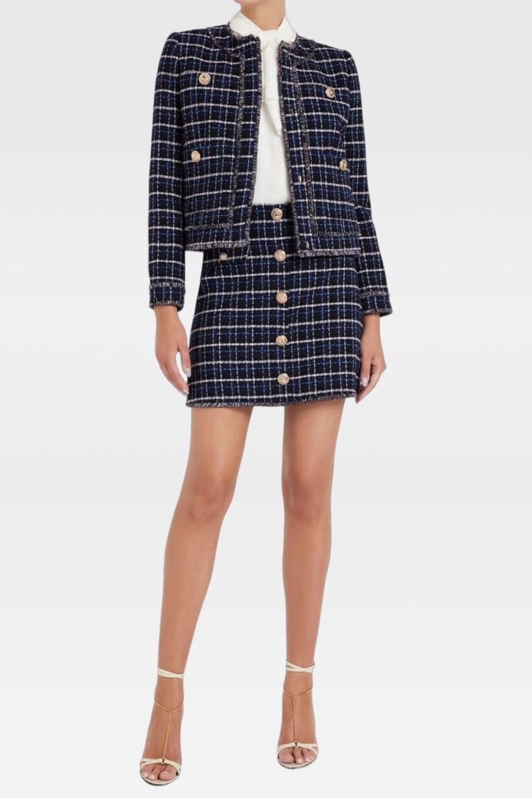 Buy Fallon Check Tweed Jacket and Skirt Set | Rebecca Vallance