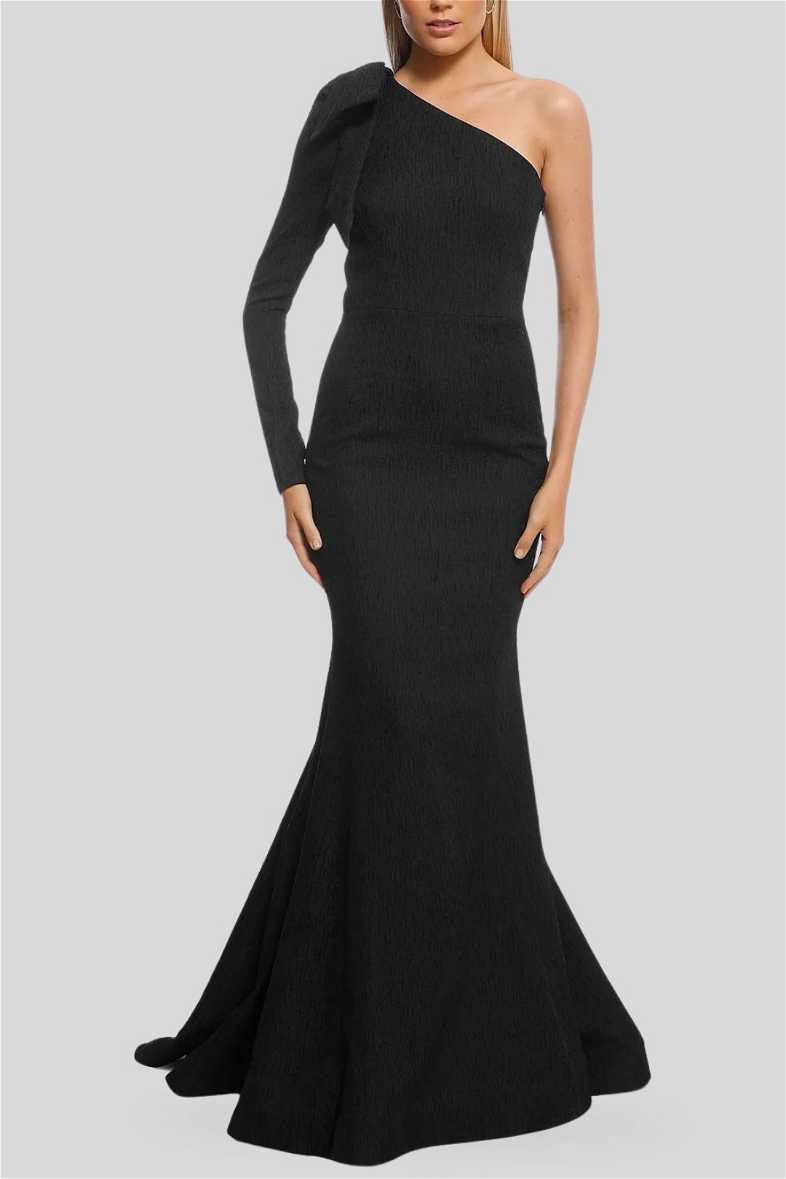 Harlow Bow Gown in Black by Rebecca Vallance for Hire GlamCorner