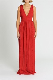 Rebecca Vallance Harlow Tie Gown Red