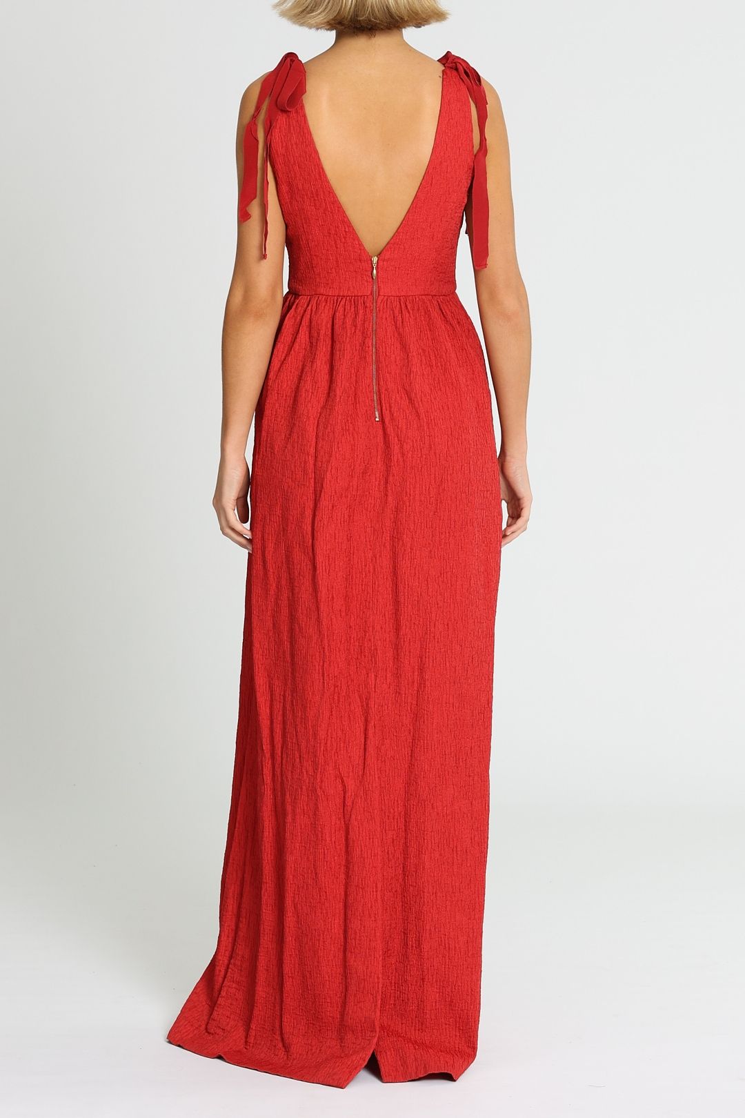 Rebecca Vallance Harlow Tie Gown Red Backless