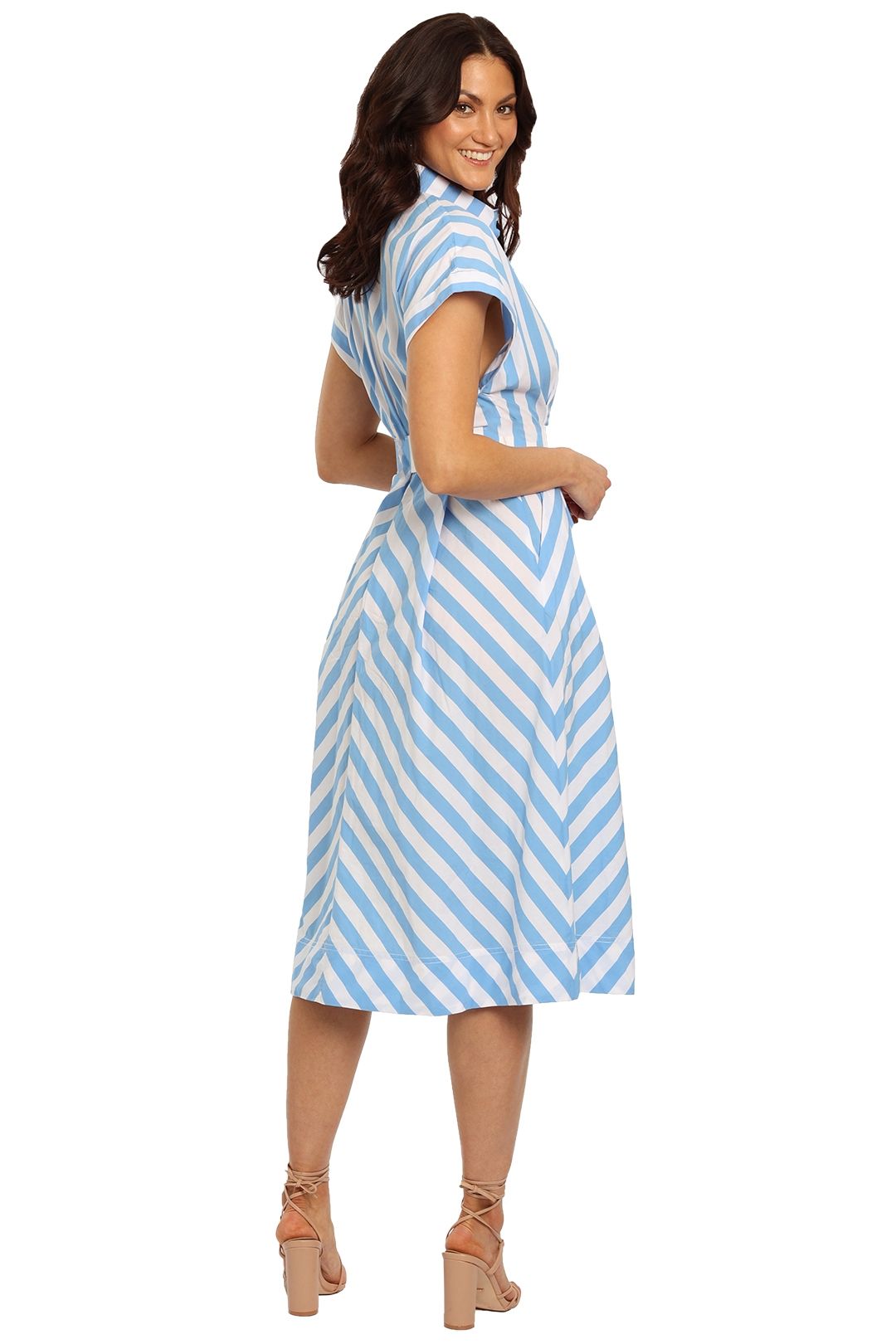 knee length dresses for ladies Maya white bowknot polka-dot midi dress – Mimi June