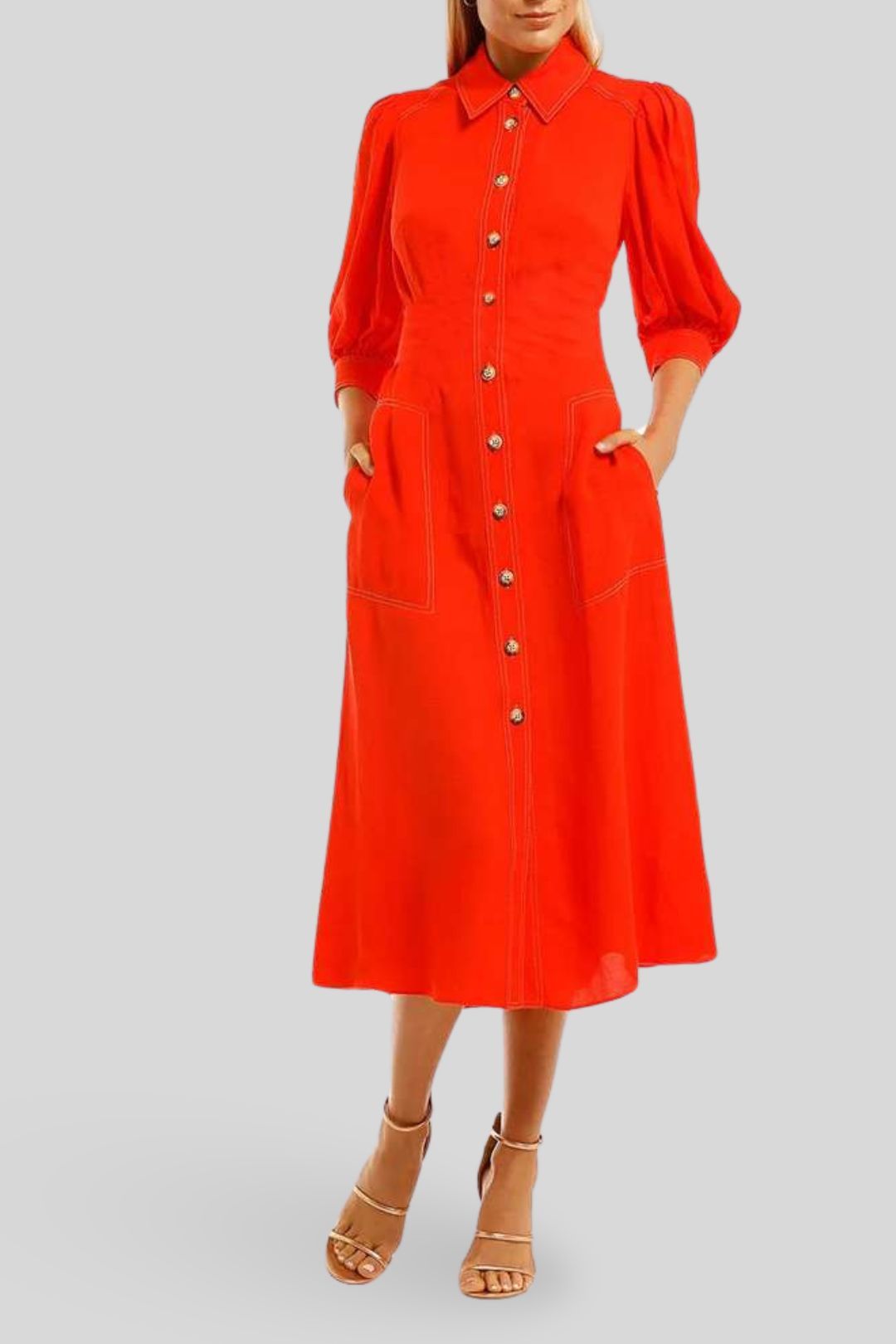 Ginger-and-Smart-Memoir-Shirt-Dress-Tango-Red-Front