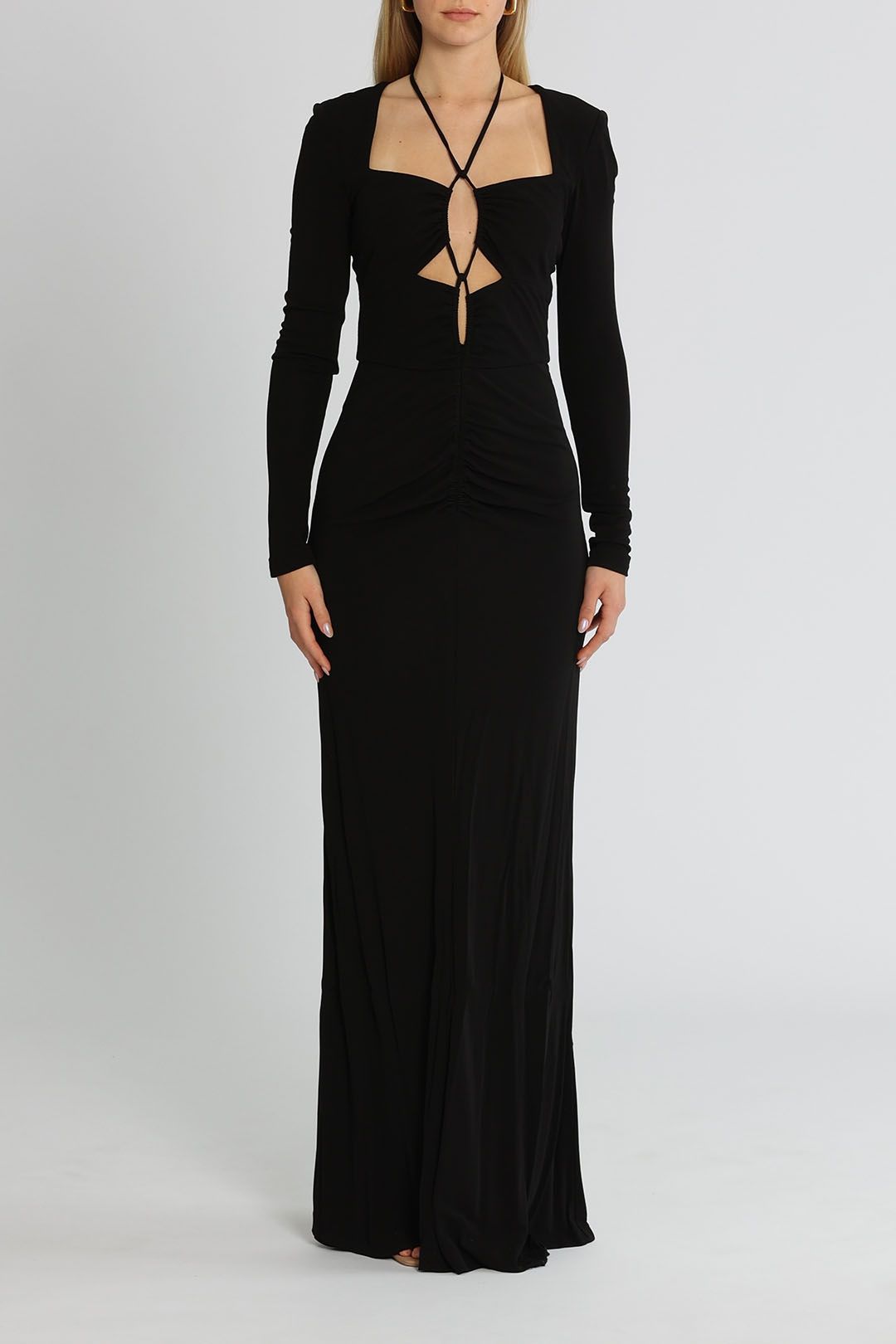 Going for the Wow Black Long Sleeve Cutout Maxi Dress