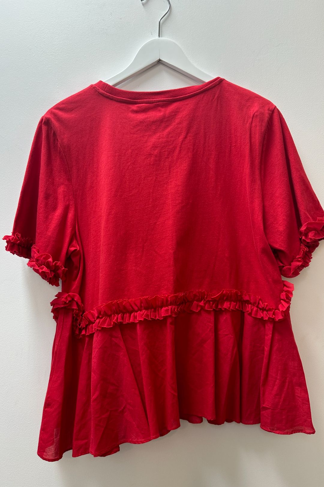 Trelise Cooper Red Flounce Rate Top with Gold Foil Print