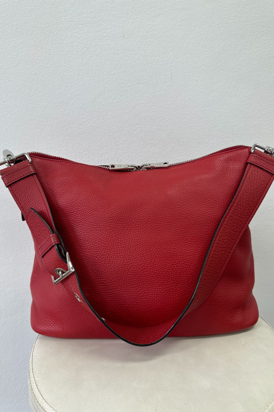 Prada Red Leather Hobo Bag