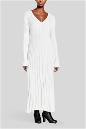 Dissh Reign Off White Sleeved Knit Midi Dress