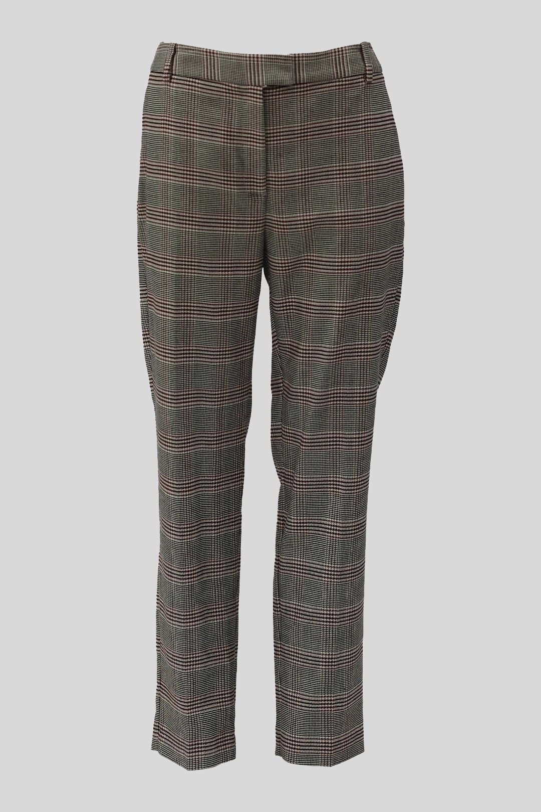 Navy and Rust Check Slim Fit Trousers