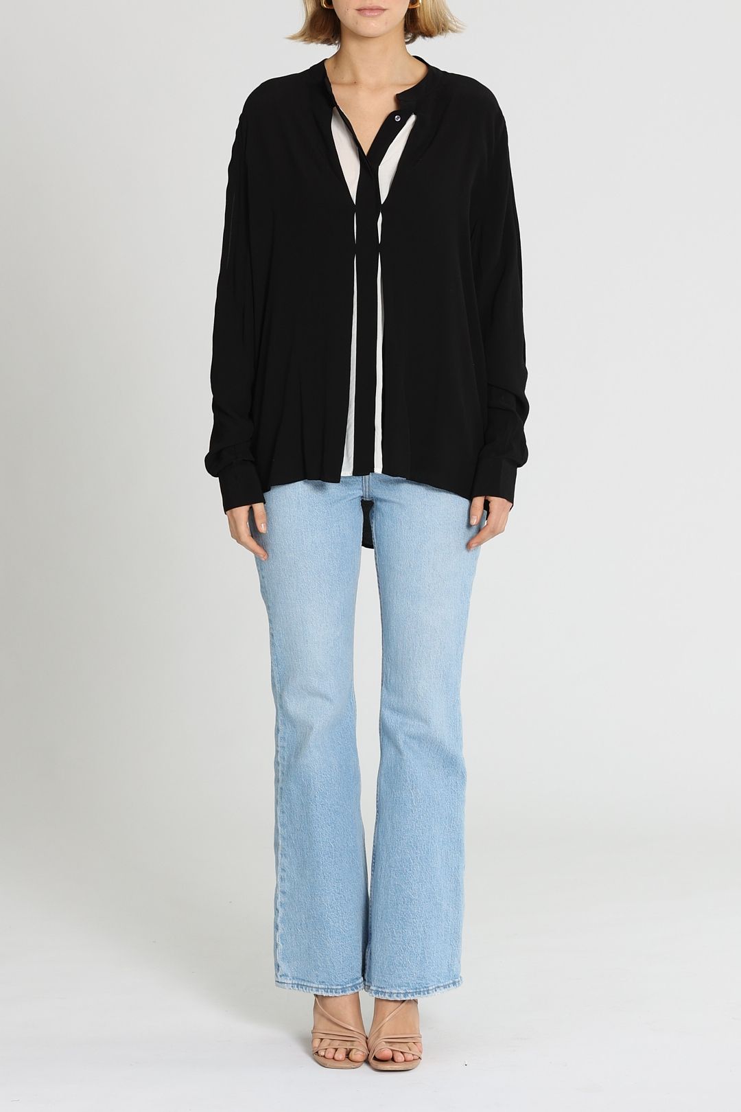 Reiss Nora Split Detail Blouse Black