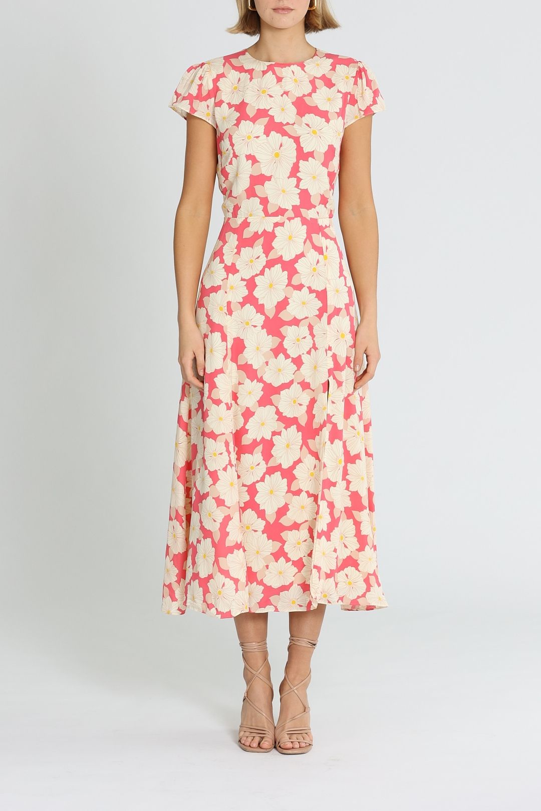 Hire Printed Cut Out Midi Dress Reiss GlamCorner
