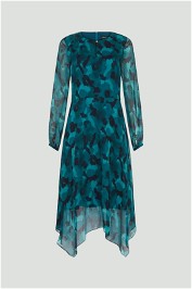 David Lawrence Renee Midi Silk Dress in Dark Teal
