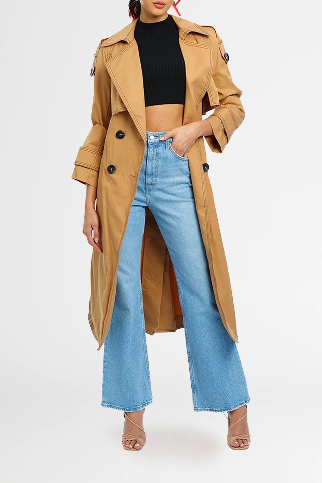 Acler Saratoga Trench in Biscuit, perfect for casual outings, available for hire