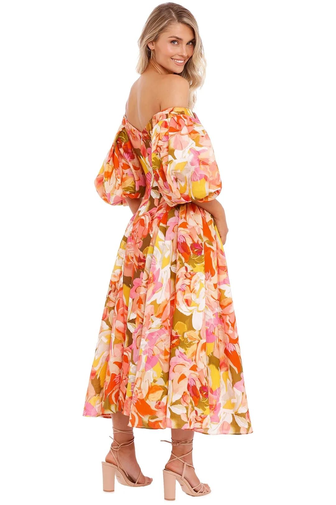 Porter dress in pink bouquet for formal events.