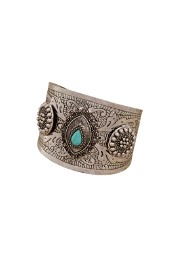 Boho Stone Teardrop Metal Cuff in Silver by Adorne, available for rent