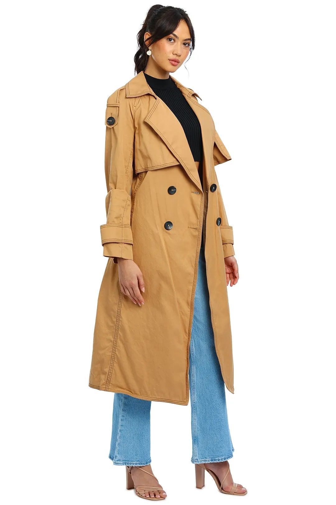 Stylish Acler Saratoga Trench in Biscuit for office wear, available for rent