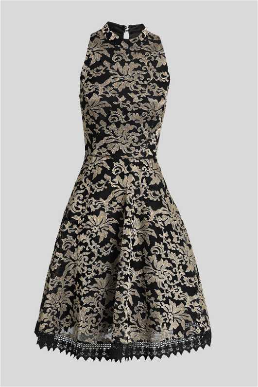 slim fit dress slacks Classic Black and Gold Mermaid Wedding Dresses with One Long Sleeve –  Rosymae main image 0