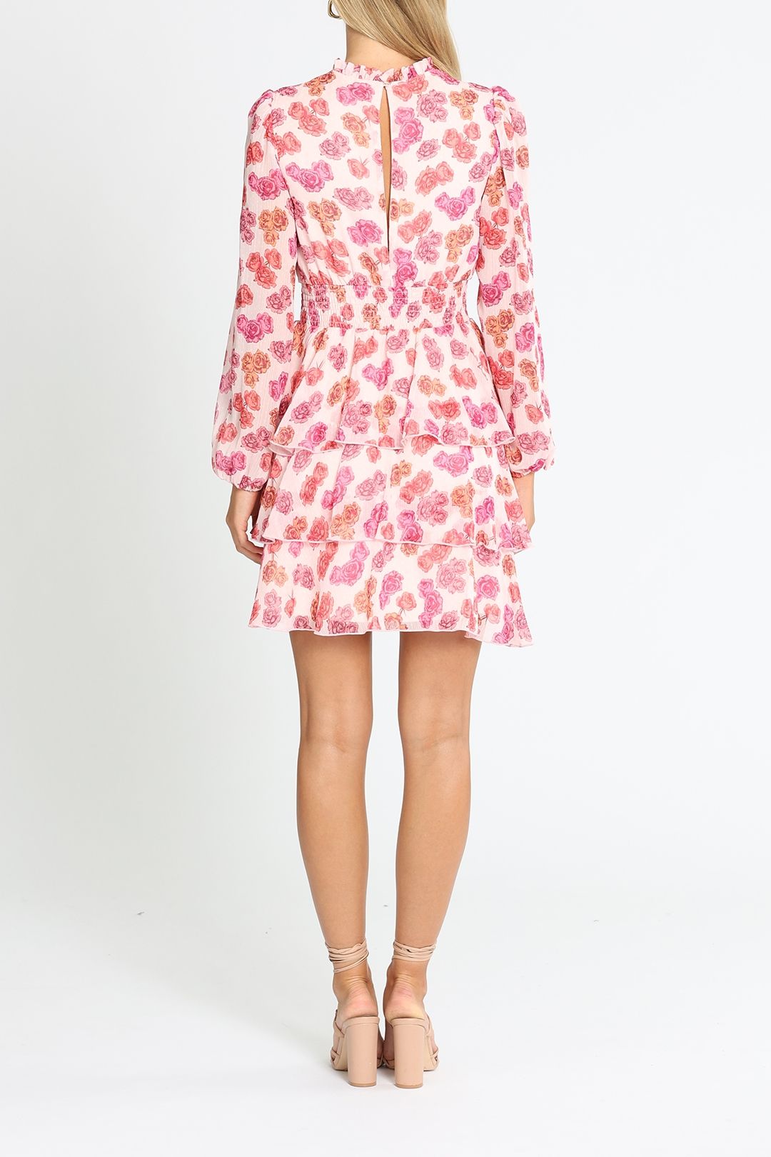 Review Celeste Floral Dress Pink Long Sleeves