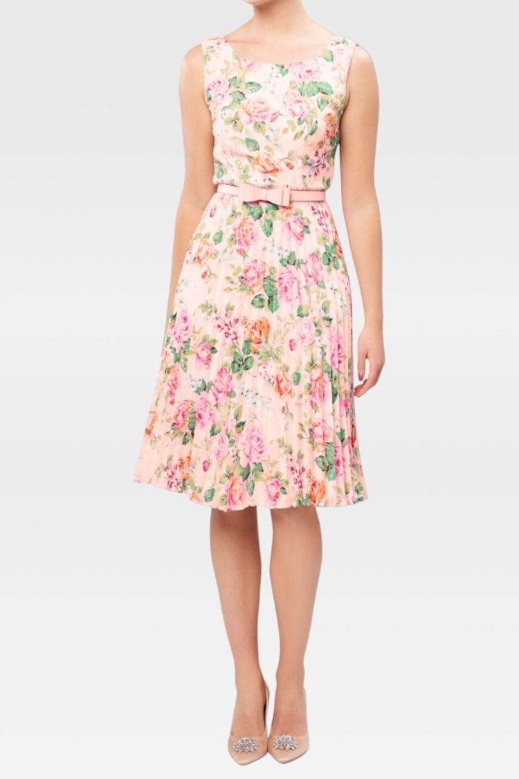 Buy Lady Flounce Dress in Blush Multi Review GlamCorner