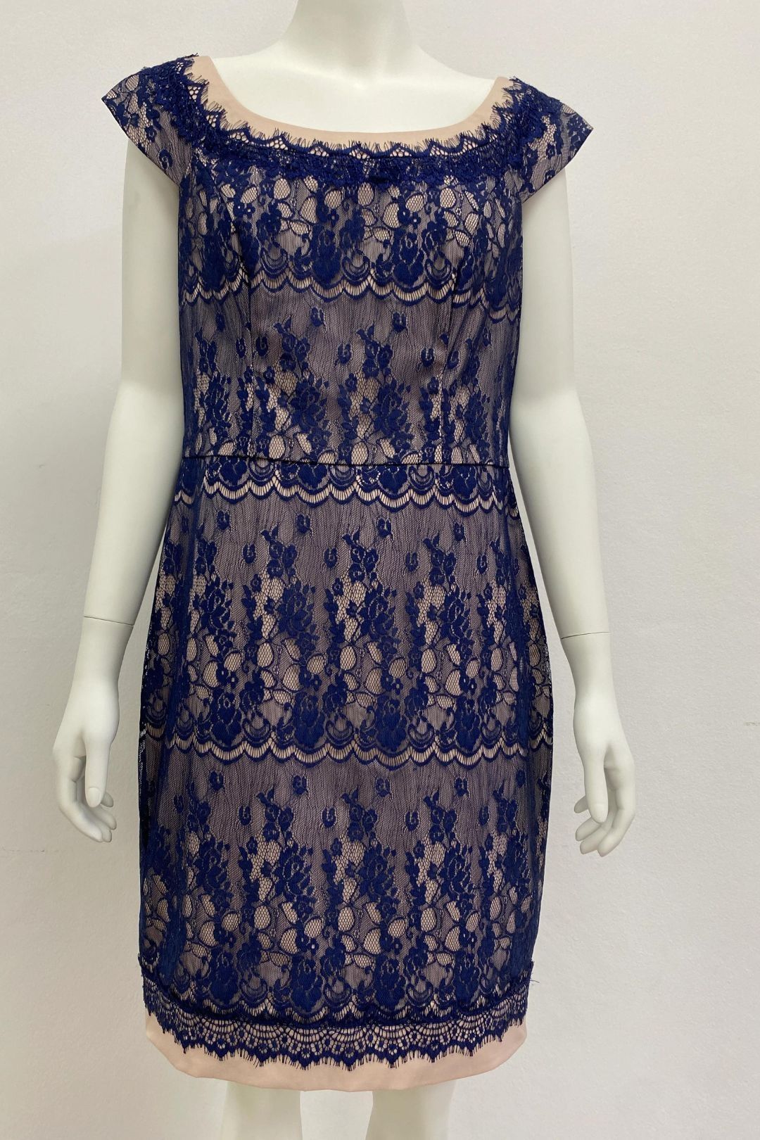 Review - Navy Lace Round Neck Blush Dress