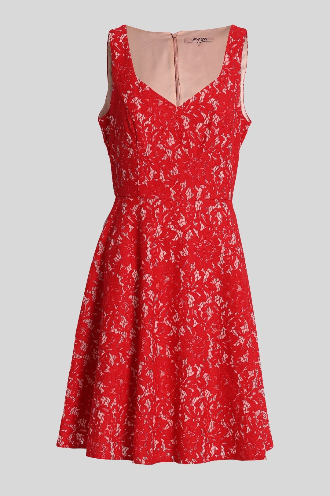 Review High Tea Floral Lace Dress in Red