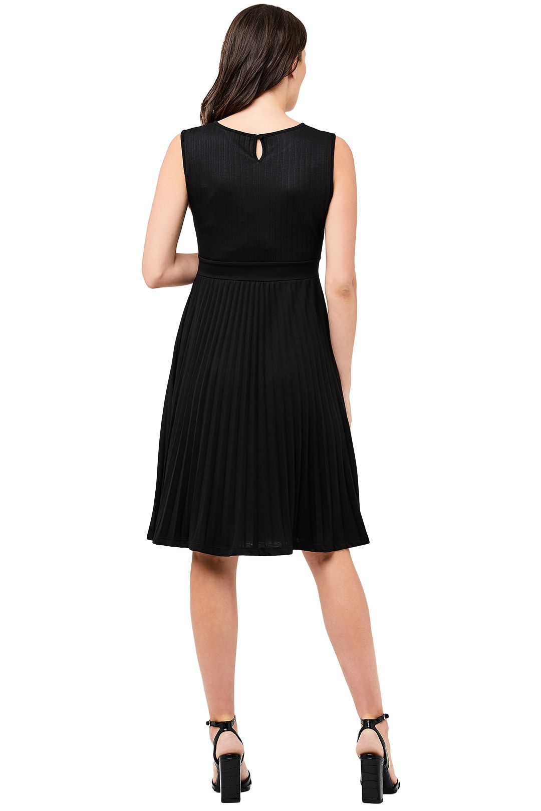 open lace back dress Ripe Maternity Knife Pleat Round Neck Dress