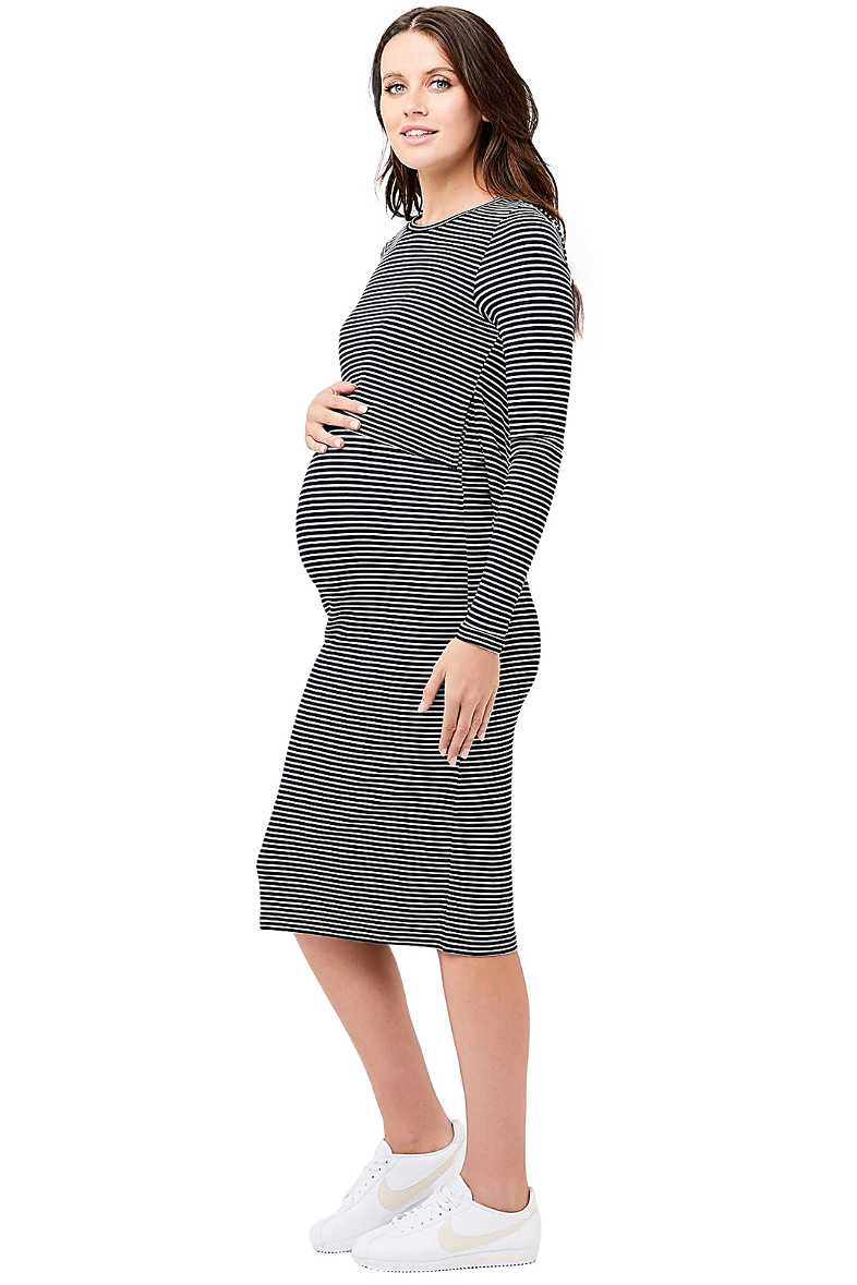 Ripe size large black &amp; white midi maternity dress