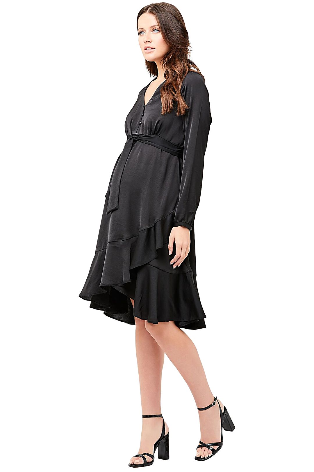Ripe-Maternity-Satin-Front-Dress-Black-Side