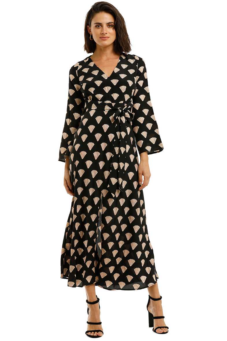 rixo gold leaf dress RIXO Sandrine Satin Midi Gold