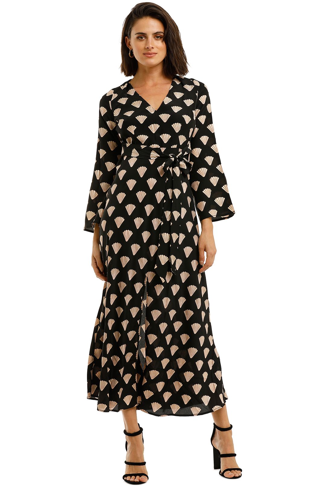 Rixo-London-Nora-Gold-Foil-Shell-Dress-Front