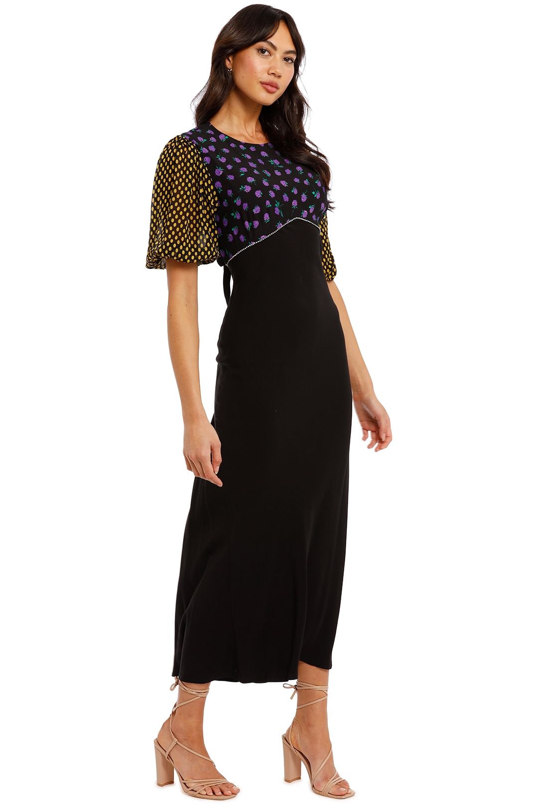 alice mccall delilah midi dress KITRI Women's Delilah Black Mixed Crochet Knit Dress in Black/Mint KITRI