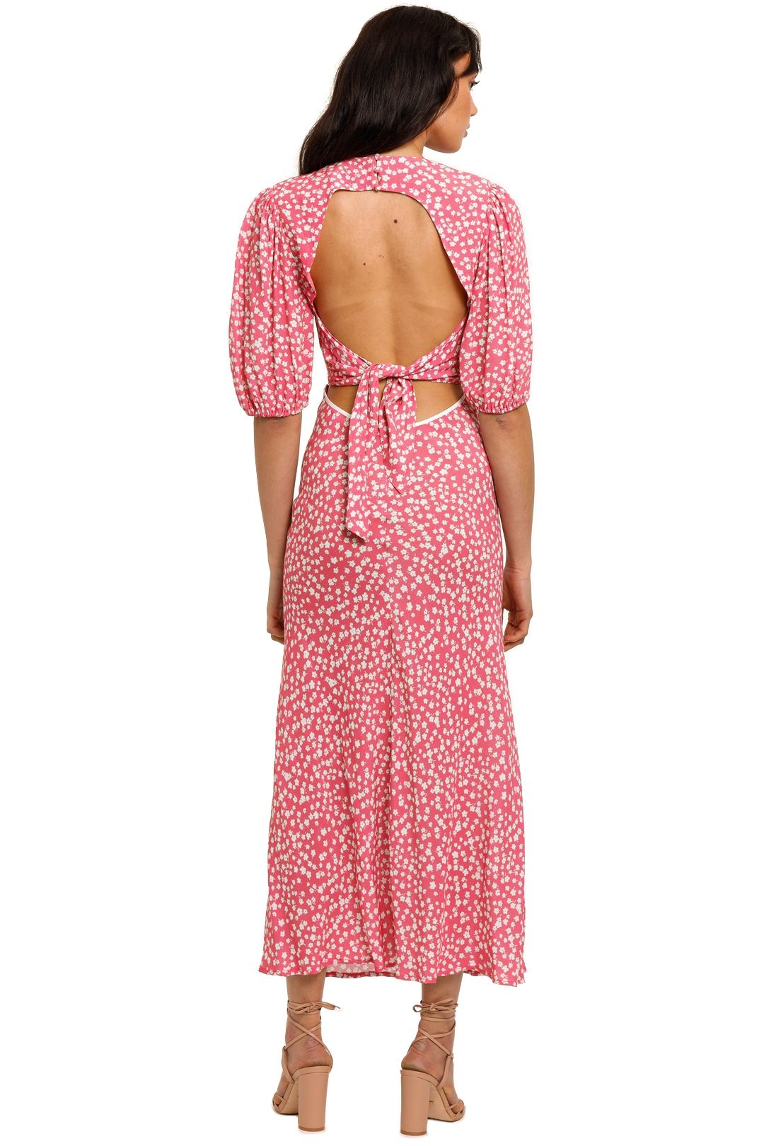Hire Delilah Puff Sleeve Midi Dress | Rixo London | GlamCorner