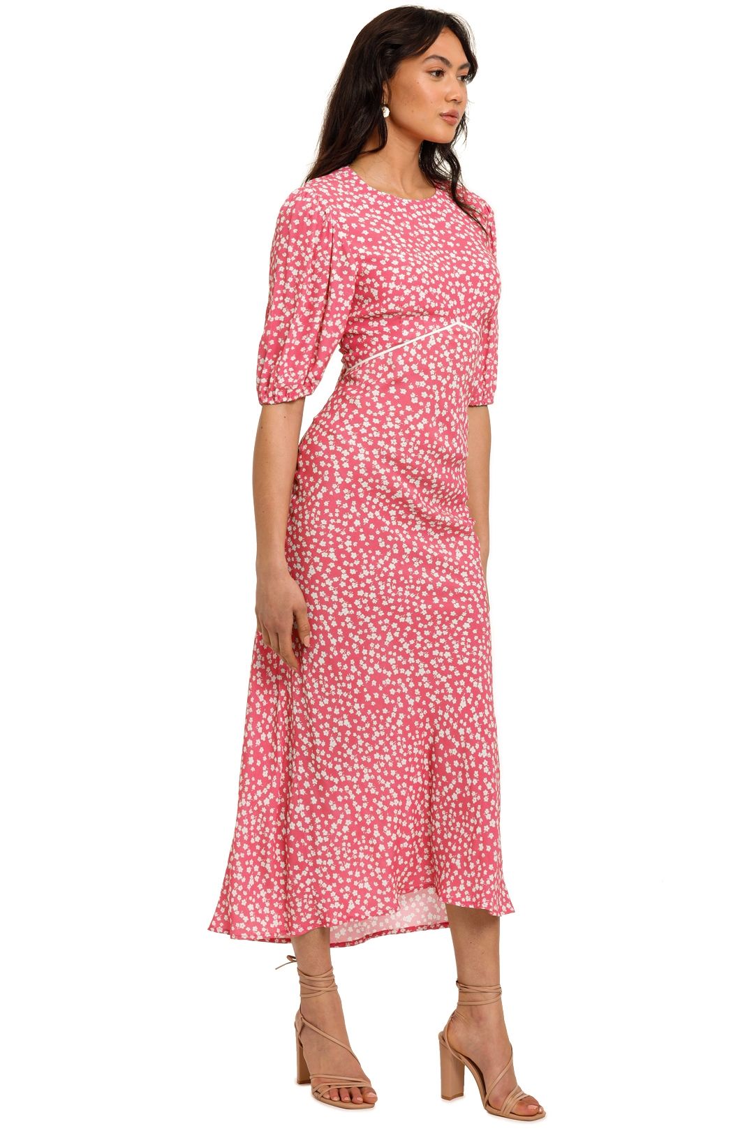 Hire Delilah Puff Sleeve Midi Dress Rixo London GlamCorner