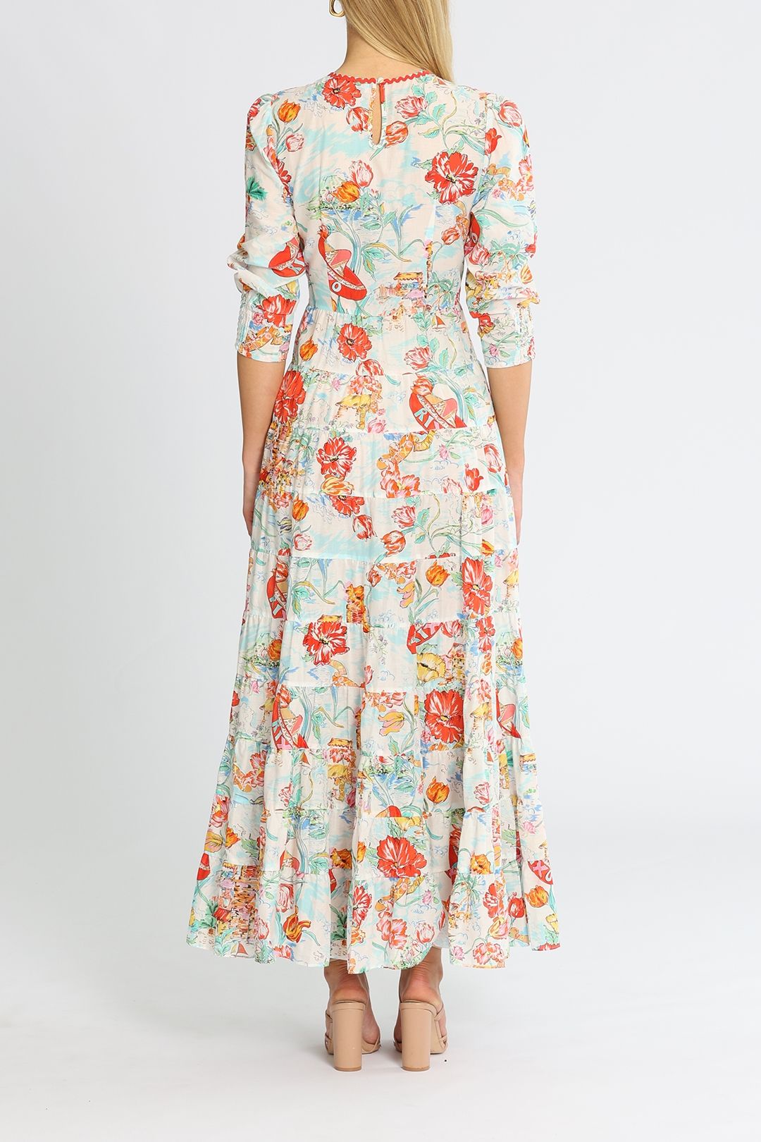 Rixo London Kristen Maxi Dress Tiered Skirt