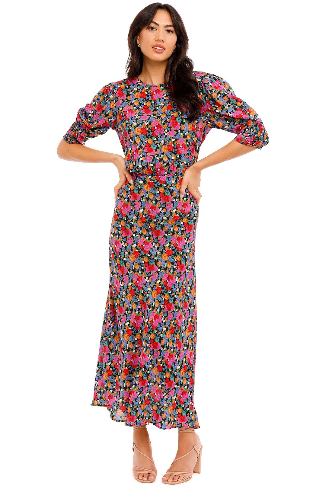 Hire Lucile Dress in Fuschia Floral Rixo London GlamCorner