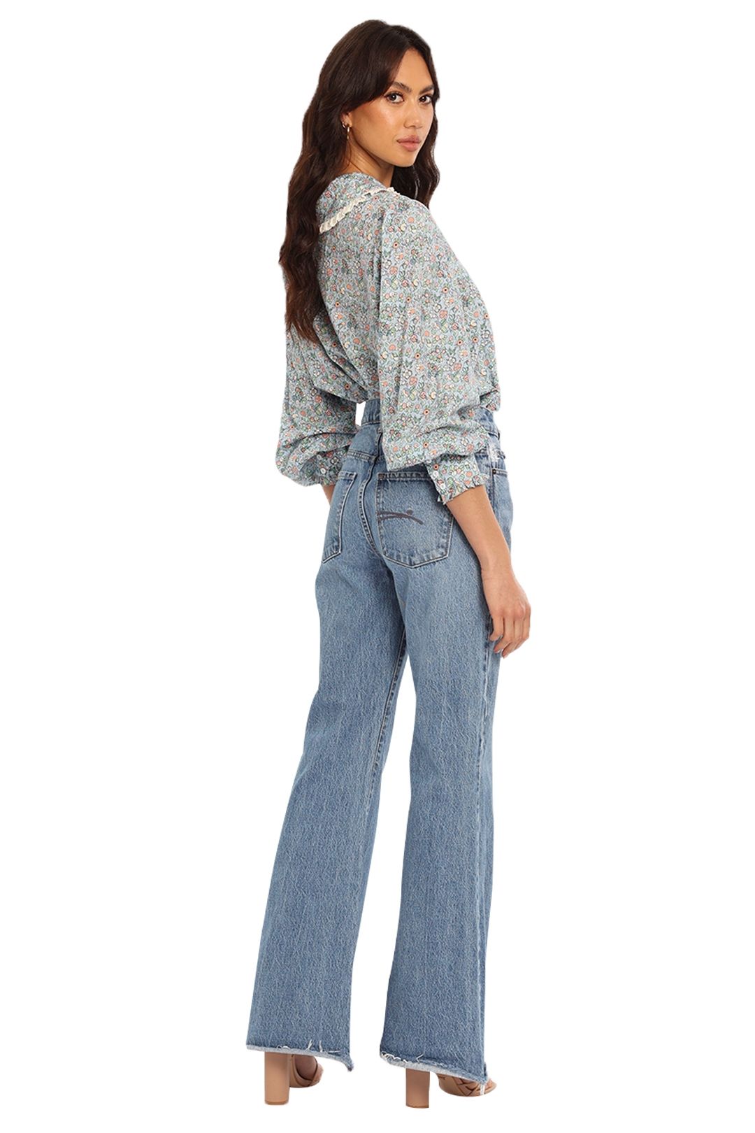 Hire Mady Blouse in Blue Rixo London GlamCorner