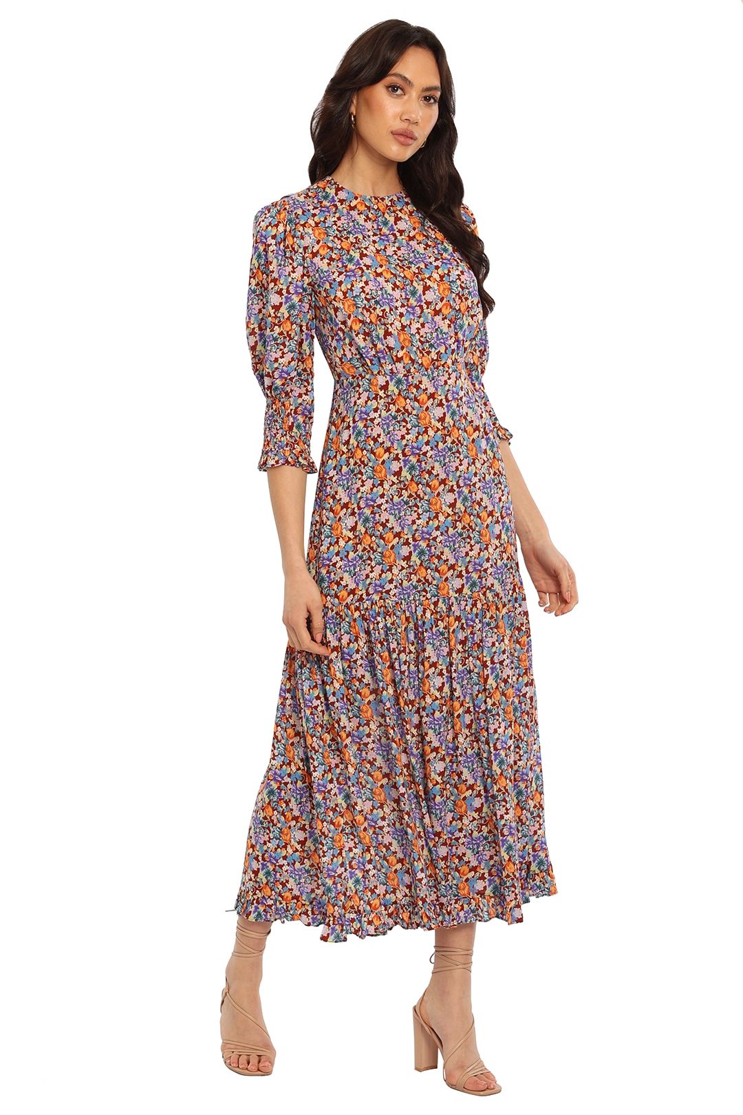 Hire Petal Tiered Midi Dress | Rixo London | GlamCorner