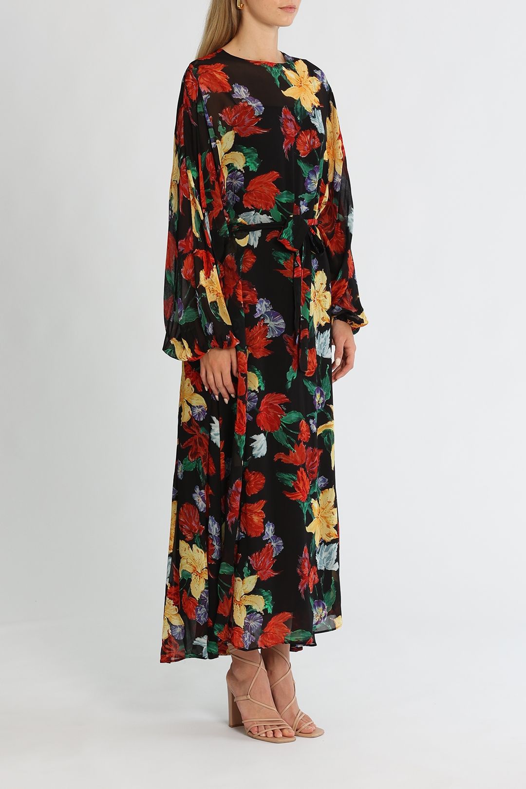 Rixo London Pia Lily Garden Belted Tent Dress Maxi