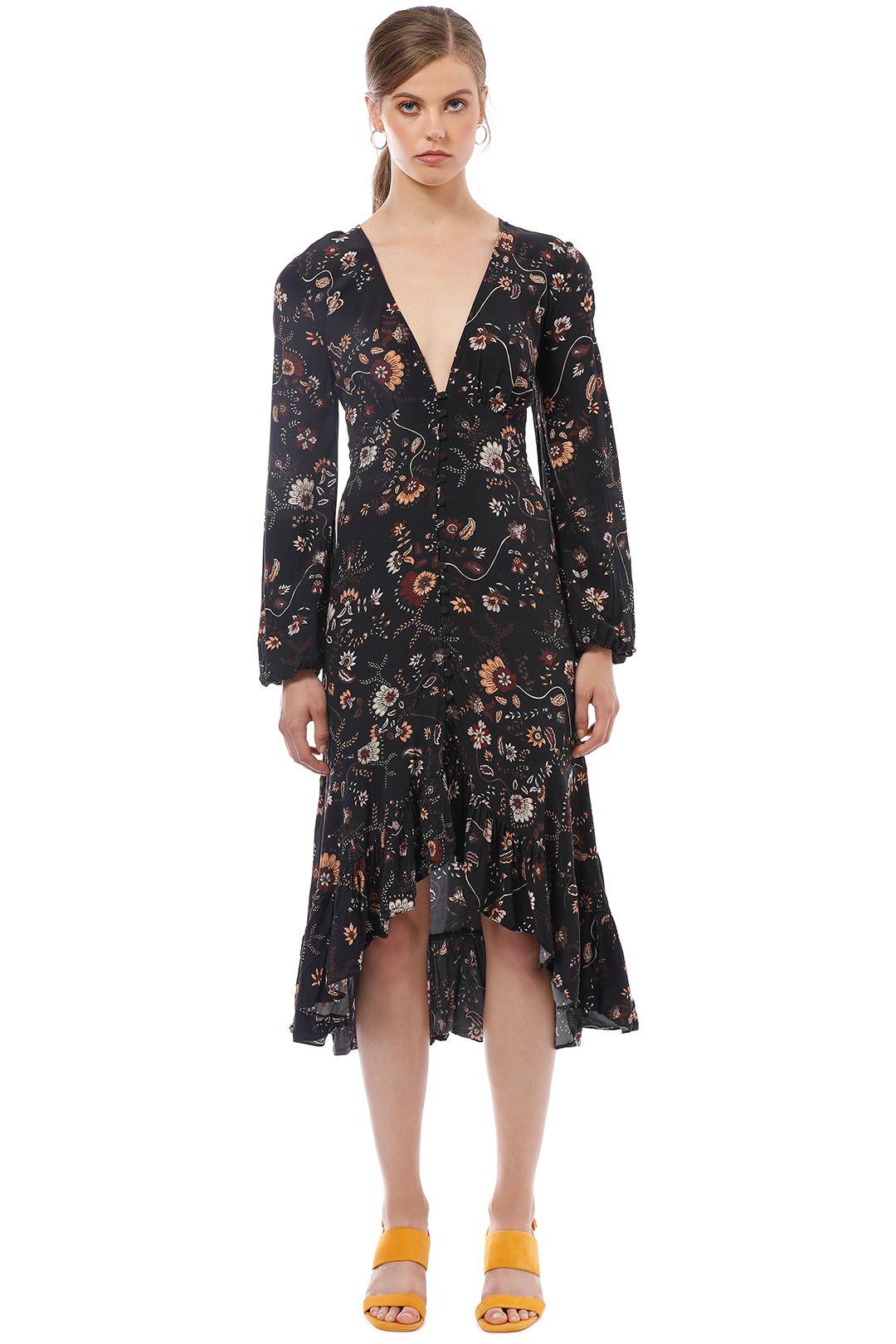 Rodeo Show - Mireya Midi Dress - Black Floral - Front