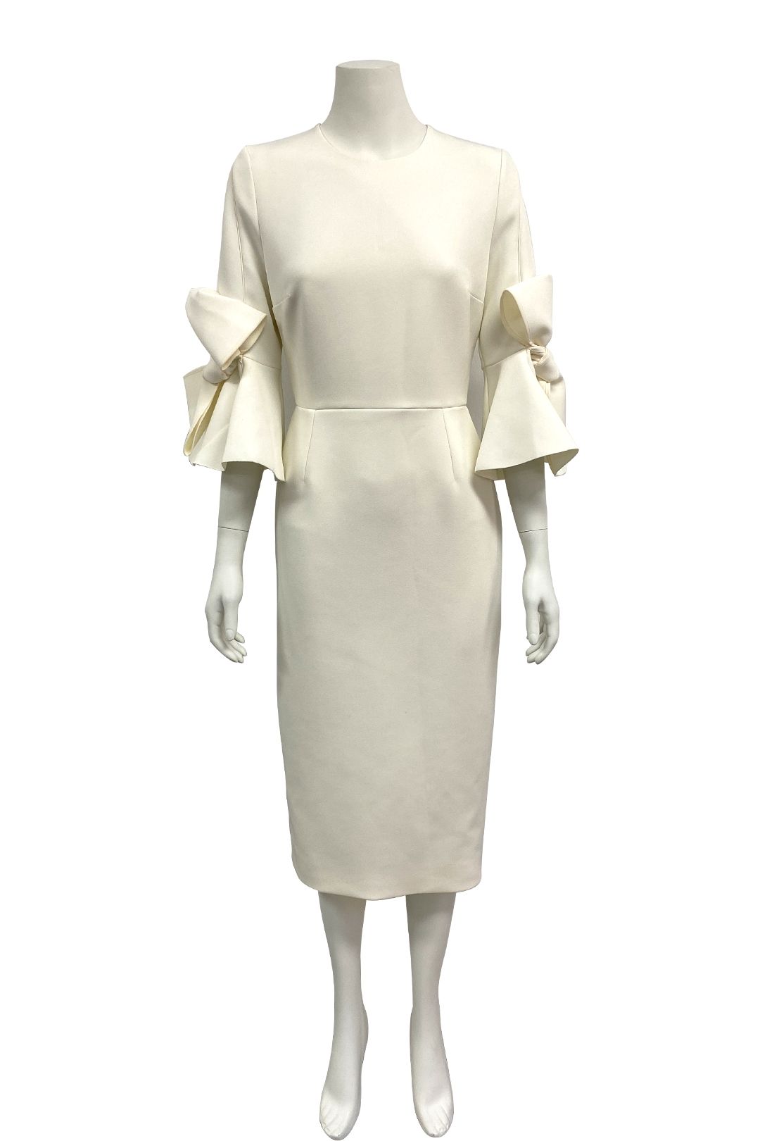 Buy Bow Sleeve Ivory Midi Dress Roksanda GlamCorner