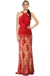 Rose Noir - Olivia Lace Gown - Red - Front