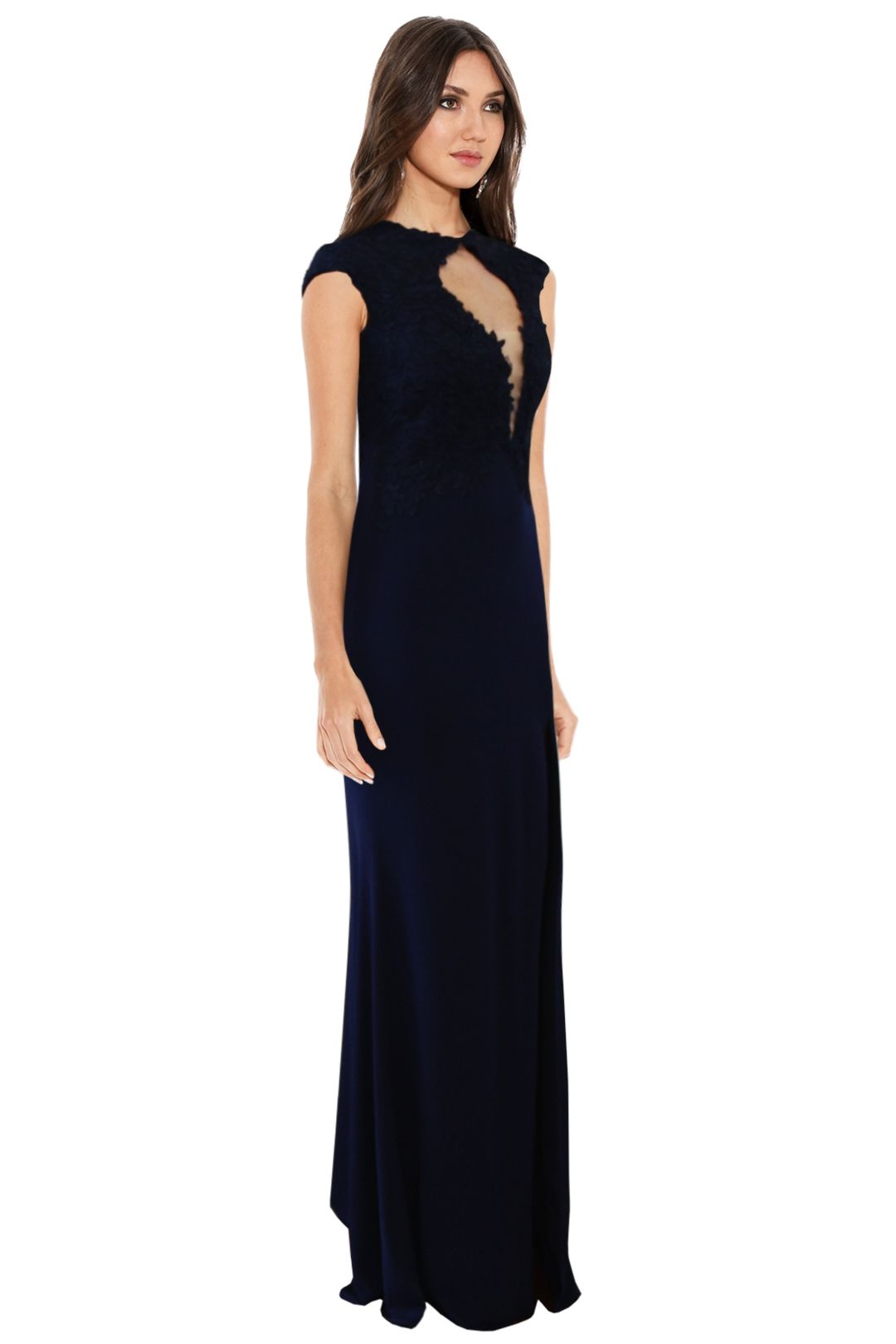 Lace Silhouette Navy Gown